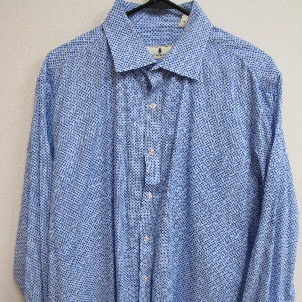 Southern Pines Casual Button-Down‎ Shirt Men’s Blue XL Cotton Long Sleeve